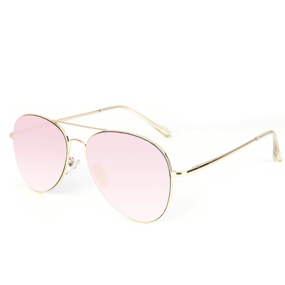 😎 Pink Classic Aviator Sunglasses gold frames - Picture 1 of 4